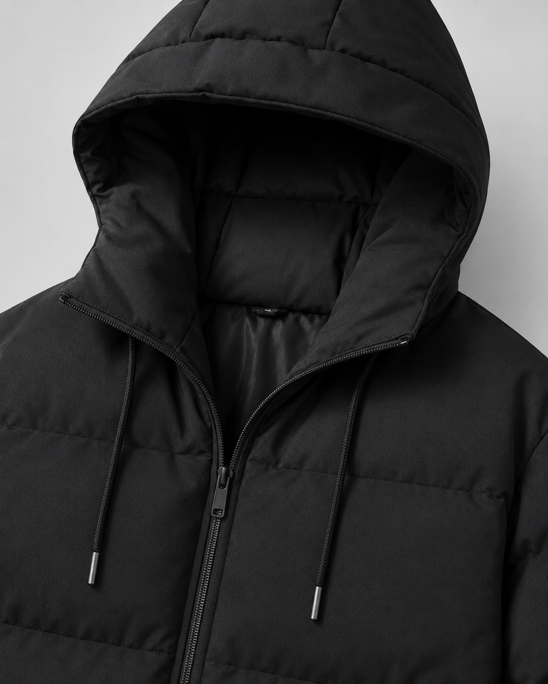 Men's Winter Puffer Jacket With Drawstring Hood & Zip Pockets