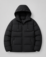 Men's Winter Puffer Jacket With Drawstring Hood & Zip Pockets