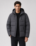 Men's Winter Puffer Jacket With Drawstring Hood & Zip Pockets
