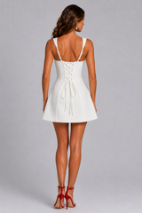 Structured Square Neck Mini Dress Cocktail Women